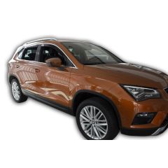 Heko Deflecteurs d'air Déflecteurs de Vent Compatible Avec Seat Ateca depuis 2016, Ensemble 4 pièces, Noir, Fumé, Aérodynamique, Montage facile
