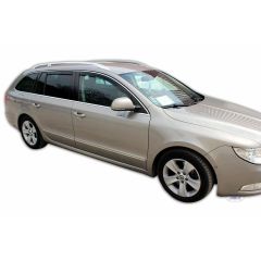 Heko Deflecteurs d'air Déflecteurs de Vent Compatible Avec Skoda Superb 2, Break 2008-2014, Ensemble 4 pièces, Noir, Fumé, Aérodynamique, Montage facile