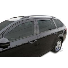 Heko Deflecteurs d'air Déflecteurs de Vent Compatible Avec Skoda Octavia 3, 2013-2020 Break, Ensemble 4 pièces, Noir, Fumé, Aérodynamique, Montage facile