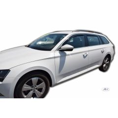 Heko Deflecteurs d'air Déflecteurs de Vent Compatible Avec Skoda Superb 3 Break 2015-2023, Ensemble 4 pièces, Noir, Fumé, Aérodynamique, Montage facile