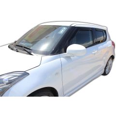 Heko Deflecteurs d'air Déflecteurs de Vent Compatible Avec Suzuki Swift 5P. Berlina 2010-2017, Ensemble 4 pièces, Noir, Fumé, Aérodynamique, Montage facile