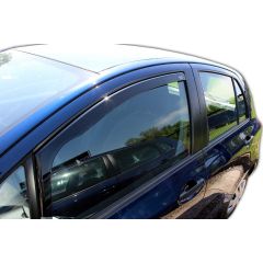 Heko Deflecteurs d'air Déflecteurs de Vent Compatible Avec Toyota Yaris 2005-2011 5P. Berlina, Ensemble 2 pièces, Noir, Fumé, Aérodynamique, Montage facile