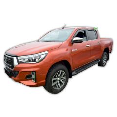 Heko Deflecteurs d'air Déflecteurs de Vent Compatible Avec Toyota Hilux 8 depuis 2016, Ensemble 4 pièces, Noir, Fumé, Aérodynamique, Montage facile