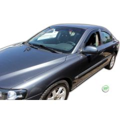 Heko Deflecteurs d'air Déflecteurs de Vent Compatible Avec Volvo S60 4-Porte 2000-2010, Ensemble 4 pièces, Noir, Fumé, Aérodynamique, Montage facile