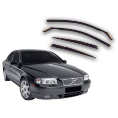 Heko Deflecteurs d'air Déflecteurs de Vent Compatible Avec Volvo S80 4-Porte 1998-2009, Ensemble 4 pièces, Noir, Fumé, Aérodynamique, Montage facile