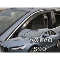 Heko Deflecteurs d'air Déflecteurs de Vent Compatible Avec Volvo S90 4/5P. Berlina depuis 2016, Ensemble 2 pièces, Noir, Fumé, Aérodynamique, Montage facile