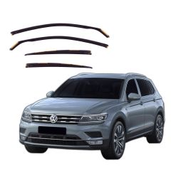 Heko Deflecteurs d'air Déflecteurs de Vent Compatible Avec Volkswagen Tiguan Allspace 2017-2024, Ensemble 4 pièces, Noir, Fumé, Aérodynamique, Montage facile