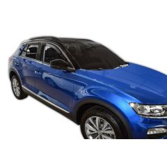 Heko Deflecteurs d'air Déflecteurs de Vent Compatible Avec Volkswagen T-Roc depuis 2017, Ensemble 4 pièces, Noir, Fumé, Aérodynamique, Montage facile