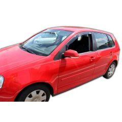 Heko Deflecteurs d'air Déflecteurs de Vent Compatible Avec Volkswagen Polo 4 9N 5P. Berlina 2002-2009, Ensemble 2 pièces, Noir, Fumé, Aérodynamique, Montage facile