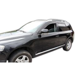 Heko Deflecteurs d'air Déflecteurs de Vent Compatible Avec Volkswagen Touareg 5P. Berlina 2003-2010, Ensemble 4 pièces, Noir, Fumé, Aérodynamique, Montage facile