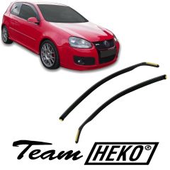 Heko Deflecteurs d'air Déflecteurs de Vent Compatible Avec Volkswagen GOLF 5 mk5 3P. Berlina 2004-2009 2pcs, Noir, Fumé, Aérodynamique, Montage facile
