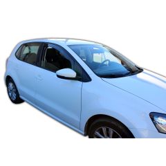 Heko Deflecteurs d'air Déflecteurs de Vent Compatible Avec Volkswagen Polo 5 6R 5P. Berlina 2009-2017, Ensemble 2 pièces, Noir, Fumé, Aérodynamique, Montage facile