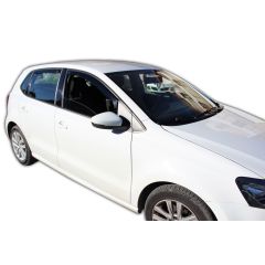 Heko Deflecteurs d'air Déflecteurs de Vent Compatible Avec Volkswagen Polo 5 6R 5P. Berlina 2009-2017, Ensemble 4 pièces, Noir, Fumé, Aérodynamique, Montage facile