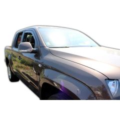 Heko Deflecteurs d'air Déflecteurs de Vent Compatible Avec Volkswagen Amarok 4-Porte 2010-2022, Ensemble 2 pièces, Noir, Fumé, Aérodynamique, Montage facile