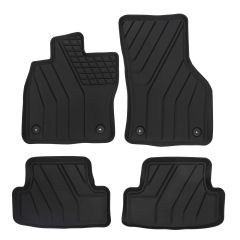 | 3D Éco Tapis De Sol En Caoutchouc Compatible Avec T-Roc depuis 2017, 4pcs, Système de Fixation, Bord Haut, Inodore, Noir, Antidérapant, Toutes Saisons