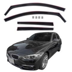 GP Deflecteurs d'air Déflecteurs de Fenêtre Latérale Compatible Avec Bmw 3 Series F30 4P. Berlina 2011-2019, Ensemble 4 pièces, Aérodynamique, Noir, Fumé, Fixation par clips