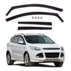 GP Deflecteurs d'air Déflecteurs de Fenêtre Latérale Compatible Avec Ford Kuga 2013-2019, Ensemble 4 pièces, Aérodynamique, Noir, Fumé, Fixation par clips