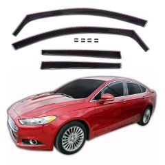 GP Deflecteurs d'air Déflecteurs de Fenêtre Latérale Compatible Avec Ford Mondeo 5 5P. Berlina 2015-2022, Ensemble 4 pièces, Aérodynamique, Noir, Fumé, Fixation par clips