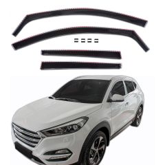GP Deflecteurs d'air Déflecteurs de Fenêtre Latérale Compatible Avec Hyundai Tucson TL, TLE 2015-2020, Ensemble 4 pièces, Aérodynamique, Noir, Fumé, Fixation par clips