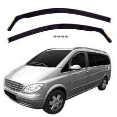 GP Deflecteurs d'air Déflecteurs de Fenêtre Latérale Compatible Avec Mercedes Vito / Viano W639 2003-2014, Ensemble 2 pièces, Aérodynamique, Noir, Fumé, Fixation par clips