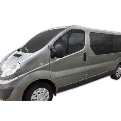 GP Deflecteurs d'air Déflecteurs de Fenêtre Latérale Compatible Avec Opel Vivaro 2001-2014, Primastar 2001-2014, Ensemble 4 pièces, Aérodynamique, Noir, Fumé, Fixation par clips