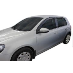 GP Deflecteurs d'air Déflecteurs de Fenêtre Latérale Compatible Avec Volkswagen Golf 6 5P. Berlina 2008-2013, Ensemble 4 pièces, Aérodynamique, Noir, Fumé, Fixation par clips