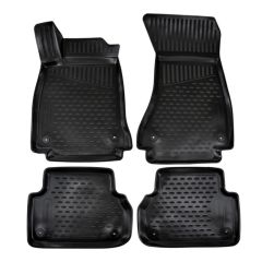 Tapis De Sol En Caoutchouc 3D Exclusive Compatible Avec Audi A4 B9 2015-2024, Système de Fixation, Bord Haut, Noir, Antidérapant, Toutes Saisons