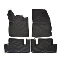 Tapis De Sol En Caoutchouc 3D Exclusive Compatible Avec Citroen C4 Picasso 2013-2019 / Space Tourer depuis 2013, Système de Fixation, Bord Haut, Noir, Antidérapant, Toutes Saisons