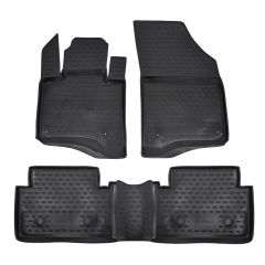 Tapis De Sol En Caoutchouc 3D Exclusive Compatible Avec Citroen C5 2008-2017, Système de Fixation, Bord Haut, Noir, Antidérapant, Toutes Saisons