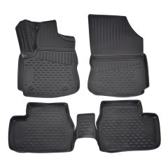 Tapis De Sol En Caoutchouc 3D Exclusive Compatible Avec Citroen C4 Cactus 2013-2021, Système de Fixation, Bord Haut, Noir, Antidérapant, Toutes Saisons