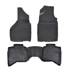 | Tapis De Sol En Caoutchouc 3D Exclusive Compatible Avec RAM 2009-2018 (Convient uniquement pour Quad Cab) 4pcs, Système de Fixation, Bord Haut, Noir, Antidérapant, Toutes Saisons