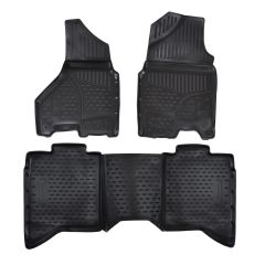 Tapis De Sol En Caoutchouc 3D Exclusive Compatible Avec Dodge Ram depuis 2017, Système de Fixation, Bord Haut, Noir, Antidérapant, Toutes Saisons