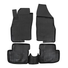 Tapis De Sol En Caoutchouc 3D Exclusive Compatible Avec Fiat Grande Punto 2006-2018, Système de Fixation, Bord Haut, Inodore, Noir, Antidérapant, Toutes Saisons