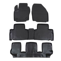 Tapis De Sol En Caoutchouc 3D Exclusive Compatible Avec Ford Galaxy 2006-2015, Système de Fixation, Bord Haut, Noir, Antidérapant, Toutes Saisons