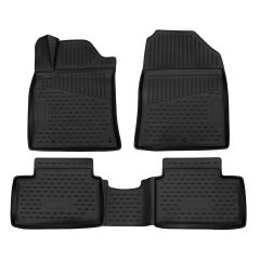 | Tapis De Sol En Caoutchouc 3D Exclusive Compatible Avec i30 depuis 2019 4pcs, Système de Fixation, Bord Haut, Noir, Antidérapant, Toutes Saisons
