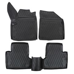 Tapis De Sol En Caoutchouc 3D Exclusive Compatible Avec Jeep Cherokee 2008-2013, Système de Fixation, Bord Haut, Noir, Antidérapant, Toutes Saisons