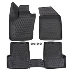 Tapis De Sol En Caoutchouc 3D Exclusive Compatible Avec Jeep Renegade depuis 2014, Système de Fixation, Bord Haut, Noir, Antidérapant, Toutes Saisons
