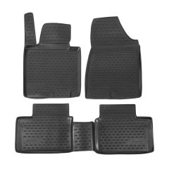 Tapis De Sol En Caoutchouc 3D Exclusive Compatible Avec Kia Cee'D 2012-2018, Système de Fixation, Bord Haut, Noir, Antidérapant, Toutes Saisons