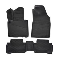| Tapis De Sol En Caoutchouc 3D Exclusive Compatible Avec Sportage 5 (NQ5) depuis 2022, 4pcs, Système de Fixation, Bord Haut, Noir, Antidérapant, Toutes Saisons