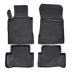 Tapis De Sol En Caoutchouc 3D Exclusive Compatible Avec Mercedes E-Klasse W211 2001-2009, Système de Fixation, Bord Haut, Noir, Antidérapant, Toutes Saisons