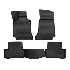 | Tapis De Sol En Caoutchouc 3D Exclusive Compatible Avec Classe C W205 2014-2021 4pcs, Système de Fixation, Bord Haut, Noir, Antidérapant, Toutes Saisons