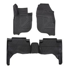 Tapis De Sol En Caoutchouc 3D Exclusive Compatible Avec Mitsubishi L-200 4-Porte 2015-2019, Système de Fixation, Bord Haut, Noir, Antidérapant, Toutes Saisons