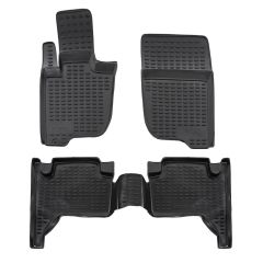 Tapis De Sol En Caoutchouc 3D Exclusive Compatible Avec Mitsubishi L-200 4-Porte 2006-2015, Système de Fixation, Bord Haut, Noir, Antidérapant, Toutes Saisons