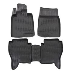Tapis De Sol En Caoutchouc 3D Exclusive Compatible Avec Mitsubishi Pajero 2006-2015, Système de Fixation, Bord Haut, Noir, Antidérapant, Toutes Saisons