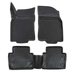 Tapis De Sol En Caoutchouc 3D Exclusive Compatible Avec Nissan X-Trail T32 2014-2022, Système de Fixation, Bord Haut, Noir, Antidérapant, Toutes Saisons