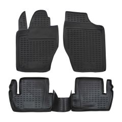 Tapis De Sol En Caoutchouc 3D Exclusive Compatible Avec Peugeot 307 2001-2008, Système de Fixation, Bord Haut, Inodore, Noir, Antidérapant, Toutes Saisons