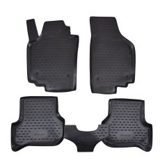 Tapis De Sol En Caoutchouc 3D Exclusive Compatible Avec Seat Altea 2004-2015, Système de Fixation, Bord Haut, Noir, Antidérapant, Toutes Saisons