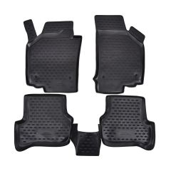 Tapis De Sol En Caoutchouc 3D Exclusive Compatible Avec Seat Leon 2 2005-2012, Système de Fixation, Bord Haut, Noir, Antidérapant, Toutes Saisons