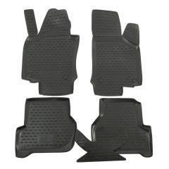 Tapis De Sol En Caoutchouc 3D Exclusive Compatible Avec Skoda Octavia 2 2004-2013, Système de Fixation, Bord Haut, Noir, Antidérapant, Toutes Saisons