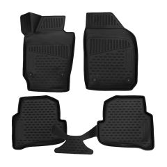| Tapis De Sol En Caoutchouc 3D Exclusive Compatible Avec Fabia 3 2015-2021 4pcs, Système de Fixation, Bord Haut, Noir, Antidérapant, Toutes Saisons